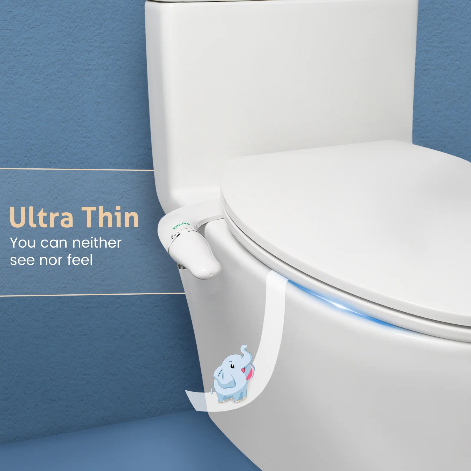 SAMODRA Ultra Slim Bidet Attachment - Dual Nozzle, Adjustable, Non-Electric