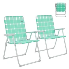 #WEJOY 2 Pack Anti-tip Over Folding Webbed Lawn Chair, Oversized 17-in High B...