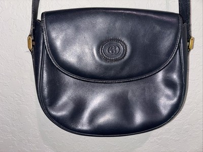 GUCCI Vintage Gucci Mini Shoulder Bag Flap Blue Leather Needs New Strap