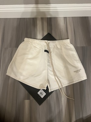Essentials Fear of God Running Shorts   Cloud Dancer (M) | Brand New