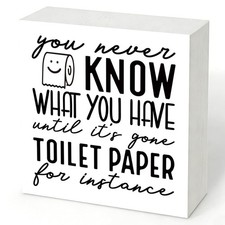 Funny Bathroom Sayings, Rustic Wooden Restroom Signs, Home Bathroom Decor, Wa...