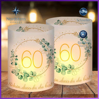Windlicht Tischdeko 60. Geburtstag Eukalyptus FüR Teelichter Kerzen 12 StüCk