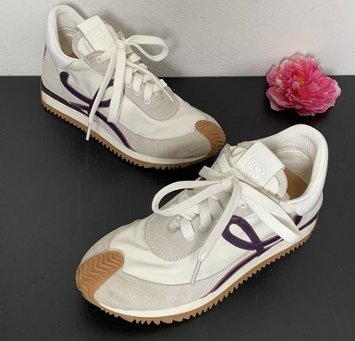 LOEWE - Flow Runner Sneakers - White Purple Suede - Size: EU 38 / US 8 - 590720