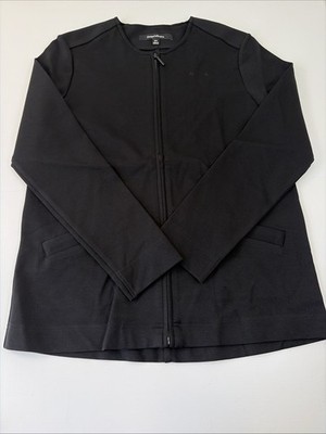 Design Collective Women's Black Round Neck Zip up Jacket Front Pocket Size Small