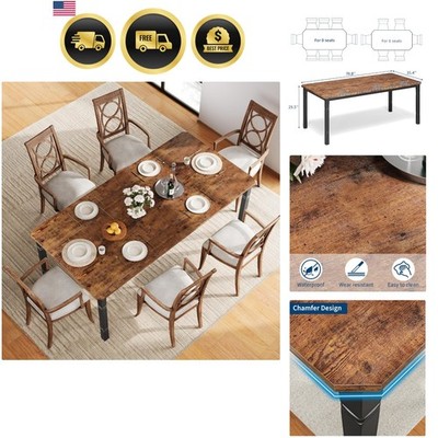 71'' Dining Table for 6-8 People, Modern Rectangular Kitchen Table with Sturdy...