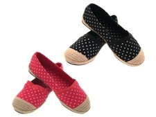 Girls Canvas Ballet Pump Hessian Espadrilles Polka Dot Pumps Casual Summer Shoes