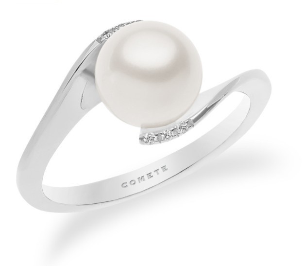 Anello COMETE GIOIELLI oro bianco con perla e diamanti naturali ANP380