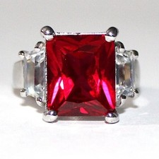 Sterling Silver Lab Created Ruby Ring