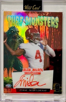 Jalen Milroe 2024 Wild Card Turf Monsters PRC Auto 1/1 Rainbow Holo Swamp Thing