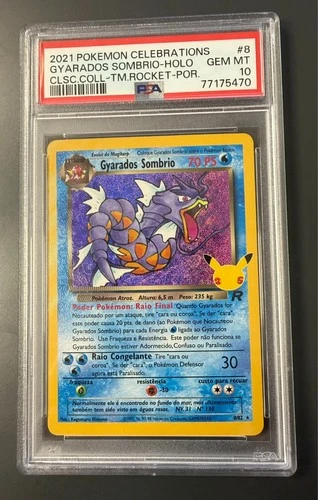 Pokemon Portuguese Dark Gyarados Sombrio Celebrations Holo #8 PSA 10 Gem Mint