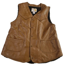 Vintage DeerWear Genuine Deerskin Leather Vest Mens Size 40 Brown Snap Button