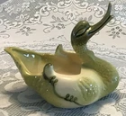 Vintage Hull Pottery Duck Planter Green Ivory USA 80 Mid Century Swan Goose