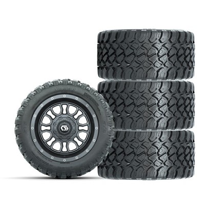 Set of 4 GTW 12'' Volt Gunmetal Wheels on 22'' Nomad Radial All Terrain Tires