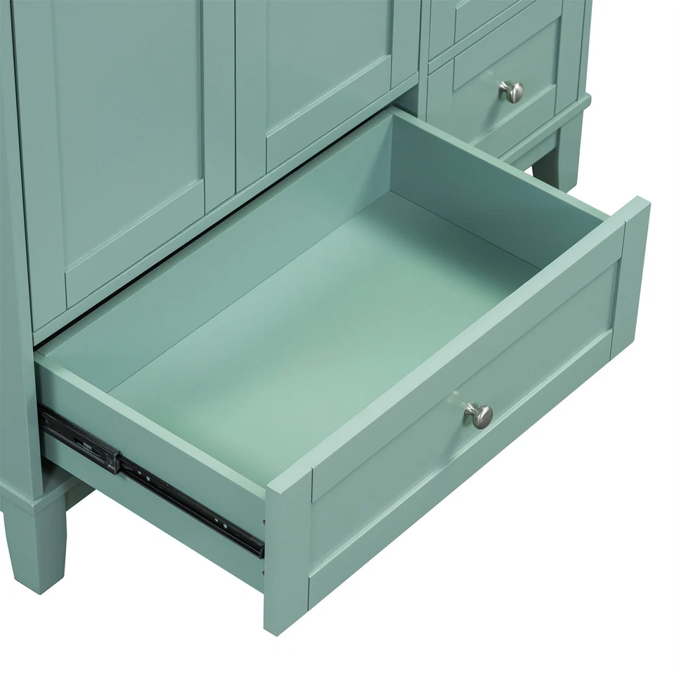 Tocador de baño 36" con lavabo mueble de almacenamiento de baño con carga USB verde Foto 4 de 4