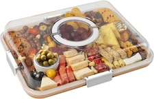 Charcuterie Board with Clear Lid, Travel Portable Cheese Board Charcuterie Boxes