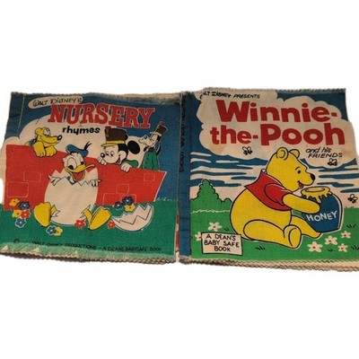 1950's Disney Nursery Rhymes & Winnie T Pooh Dean's Rag Book Cloth Great Britain