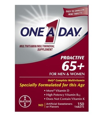 One a Day Proactive 65 Plus Multivitamins Supplement 150 Tablets Men Women 65+