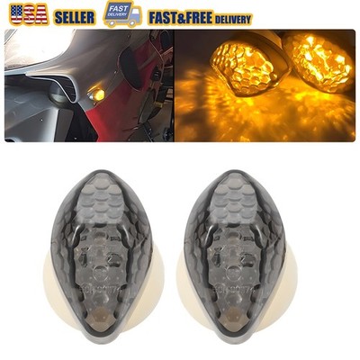Mini Motorcycle LED Bullet Turn Signals Blinker Light Indicator Amber Black Lamp