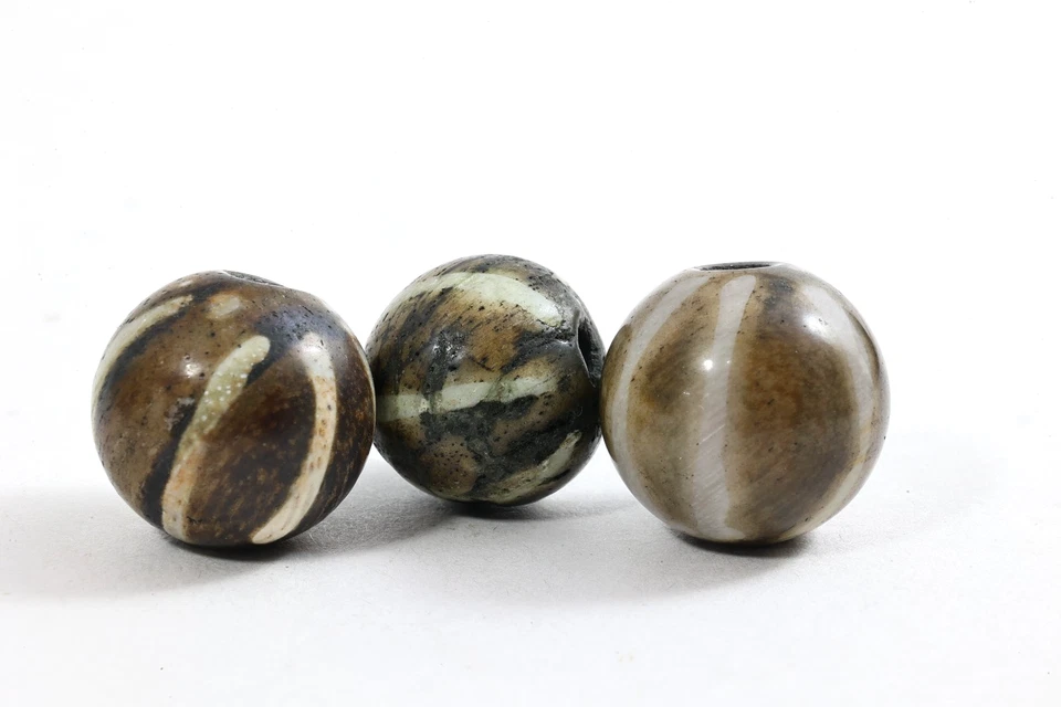 Juego de tres antiguos pares de cuentas Pumtek Gzi Dzi antiguas genuinas mil años 1ªG Foto 4 de 4