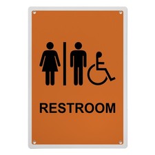 Restroom Sign, 8.5 x 11 in" OSHA Compliant ADA Unisex Family Assisted Sign