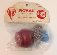 Royal Tops RED Wooden Spinning Top - Chico Toys - SEALED Vintage Wood Spin Toy