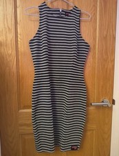 Superdry Striped Grey And Black Bodycon Dress Size Small