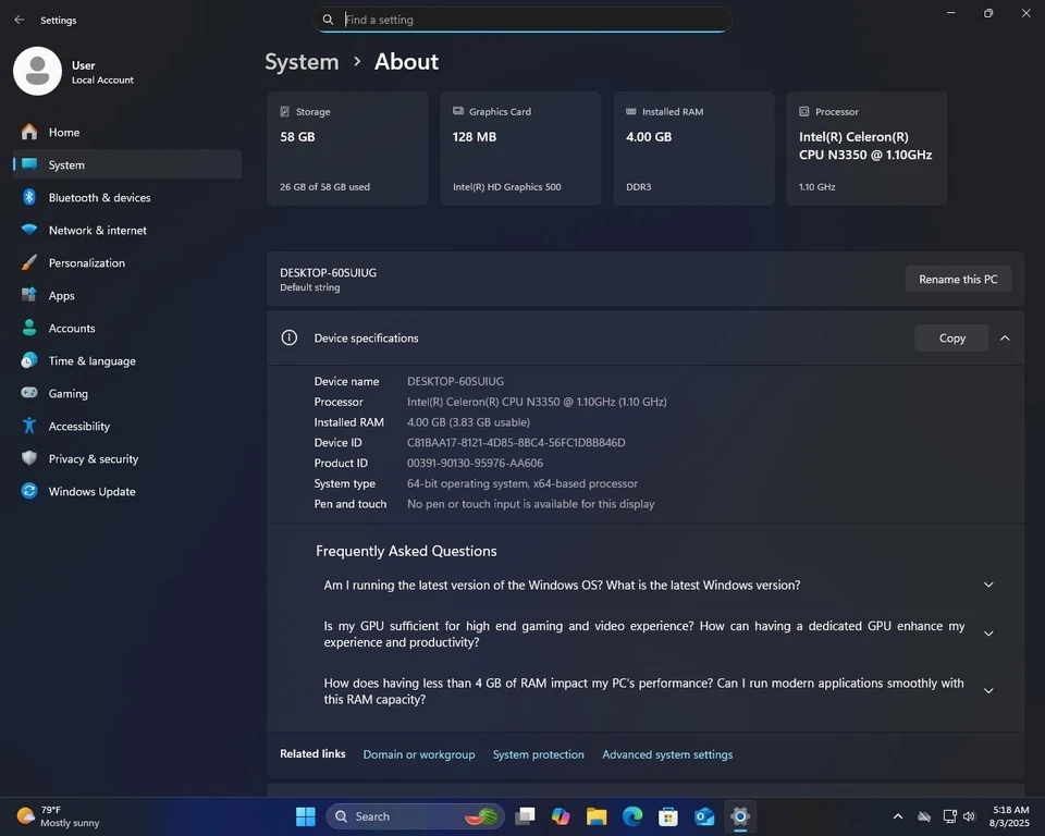NEW Intel NUC NANO: Intel 2.4Ghz, 4GB, 64GB SSD, Wi-Fi, Bluetooth, Win11 Pro. - Image 2 of 4