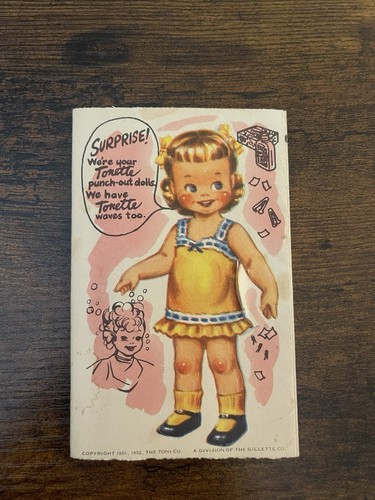 Original - Tonette, (3 x 5") Mini Paper Doll Book from Gillette Co., 1952.