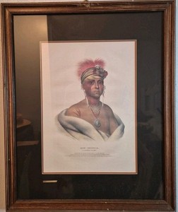 Mon-Chonsia, Kansas Portrait Native American McKenny Lithograph Framed