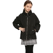 Girls Windbreaker Shower Proof Jacket Black Lightweight Stylish Age 5-13