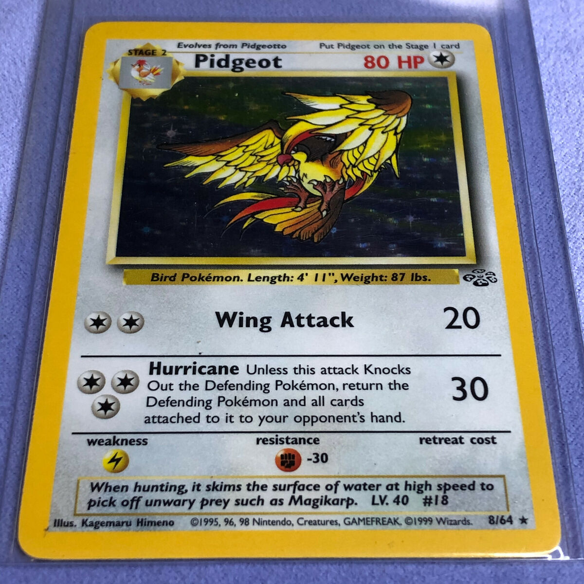 PIDGEOT 8/64 HOLO RARE JUNGLE SET COLLECTION 1999 POKEMON CARD