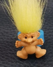 Rare! Collectible, Troll Ring, Good Luck, Yellow hair, Blue Band For Ring