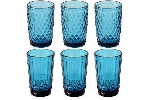 Blue Cobalt Glass Tumbler 500 ml Round Glossy Made in France set of 4 | eBay