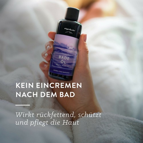 BIO-Badeöl mit 100% Bio-Öle Allgäuer Nachtruhe Lavendel Zeder Mandarine (100ml) - Bild 6 von 6