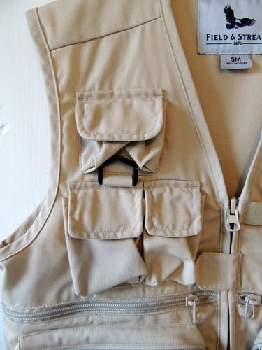 Field & Stream Youth Fishing Camping Tactical Vest Sz SM Khaki Lots of Pockets - Picture 5 of 10