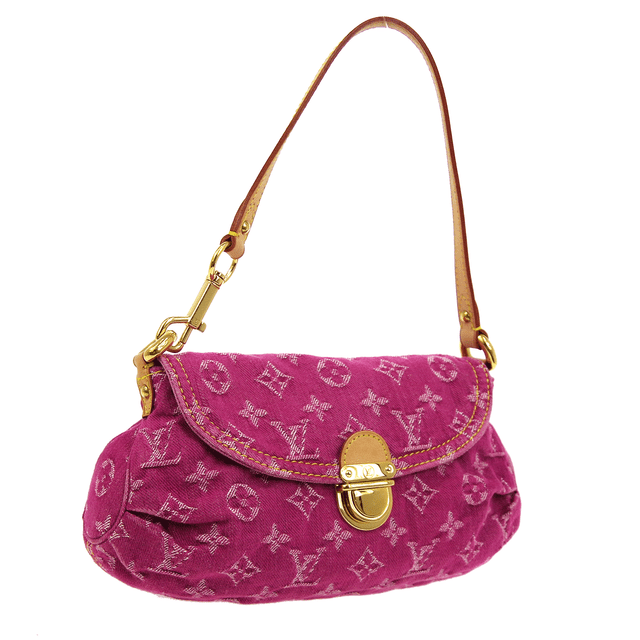 Louis Vuitton Mini Pretty M95216 Monogram Denim Fuchsia Pink Shoulder Bag