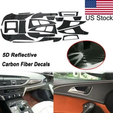 5D Carbon Fiber Pattern Interior Dash Stickers Cover Trim For 2012-17 Audi A6 C7