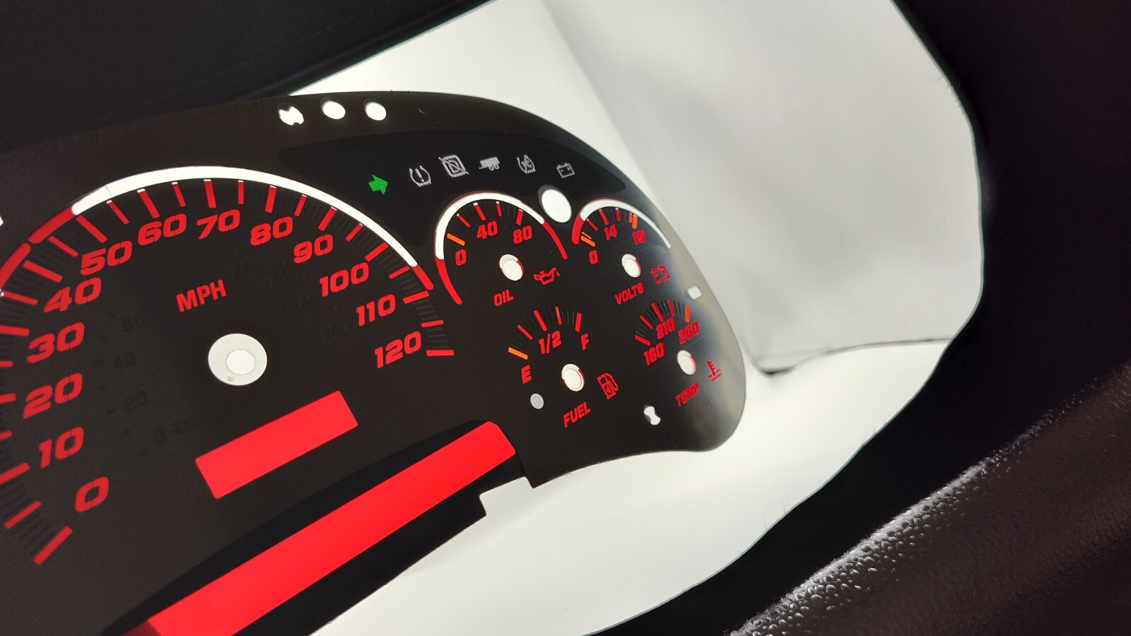 Stainless Steel Gauge Face Kit Red Text Matching Pointers GM 2003-2006 US Speedo