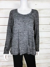 Jones New York Womens Sweatshirt S Heather Gray Scoop Neck Stretch Long Sleeve