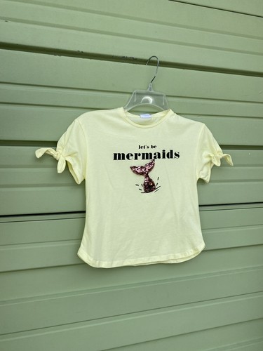 NWT ZARA Girl YELLOW MERMAID SEQUIN PRINT T-SHIRT ROUND 7 Years 122 cm B1475 - Picture 3 of 8