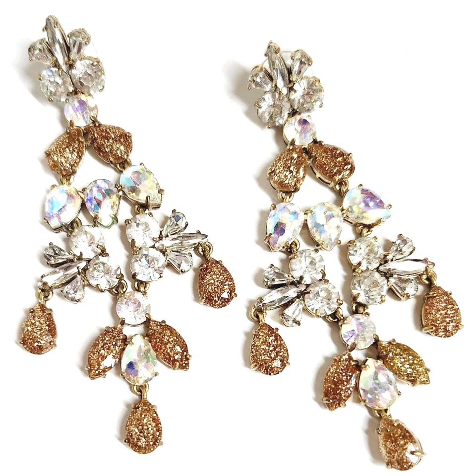 Pendientes araña de cristal J.Crew cristal iridiscente oro brillo claro buey Foto 4 de 4