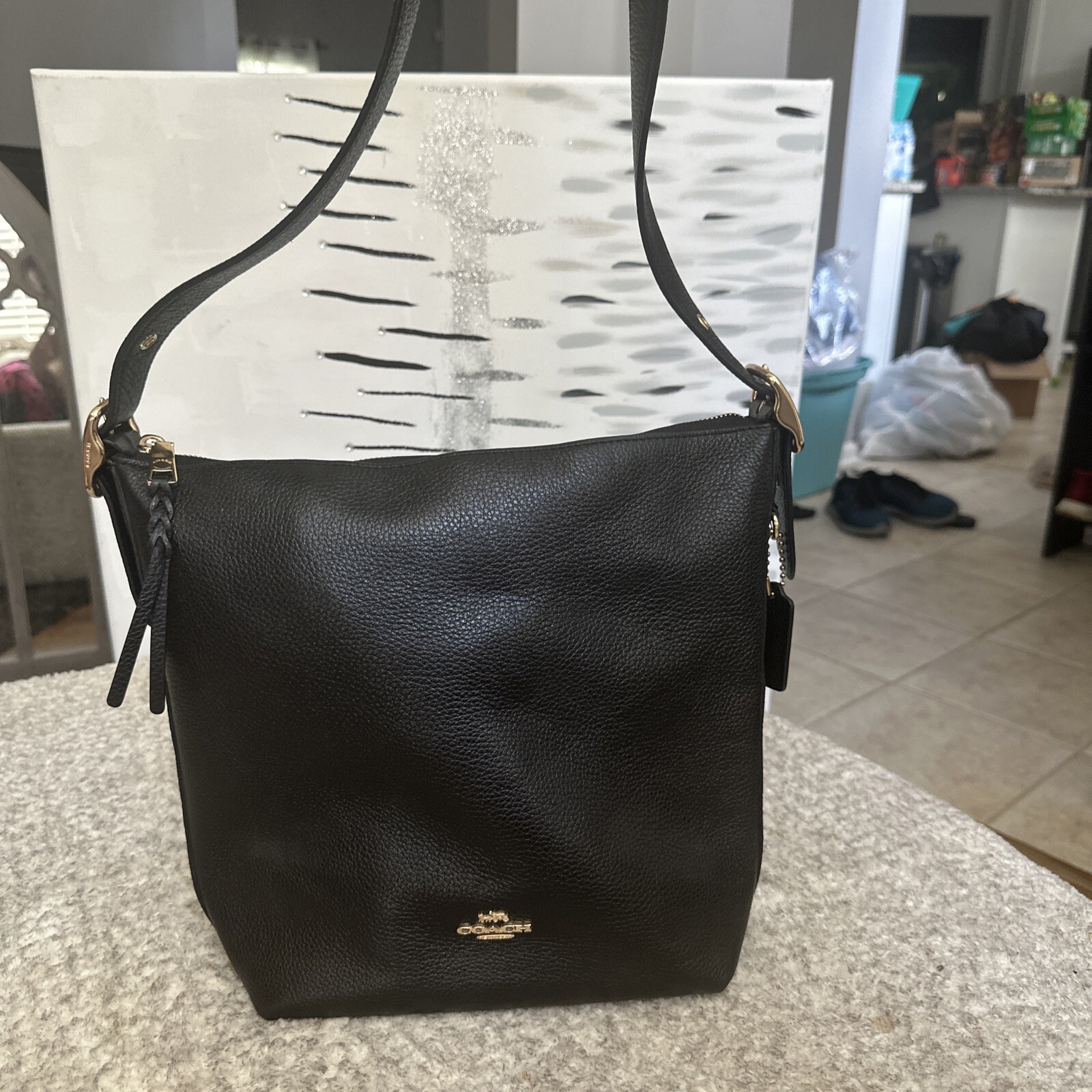 Coach Abby Duffle Black Pebble Leather F31507 Handbag Crossbody Shoulder Purse eBay