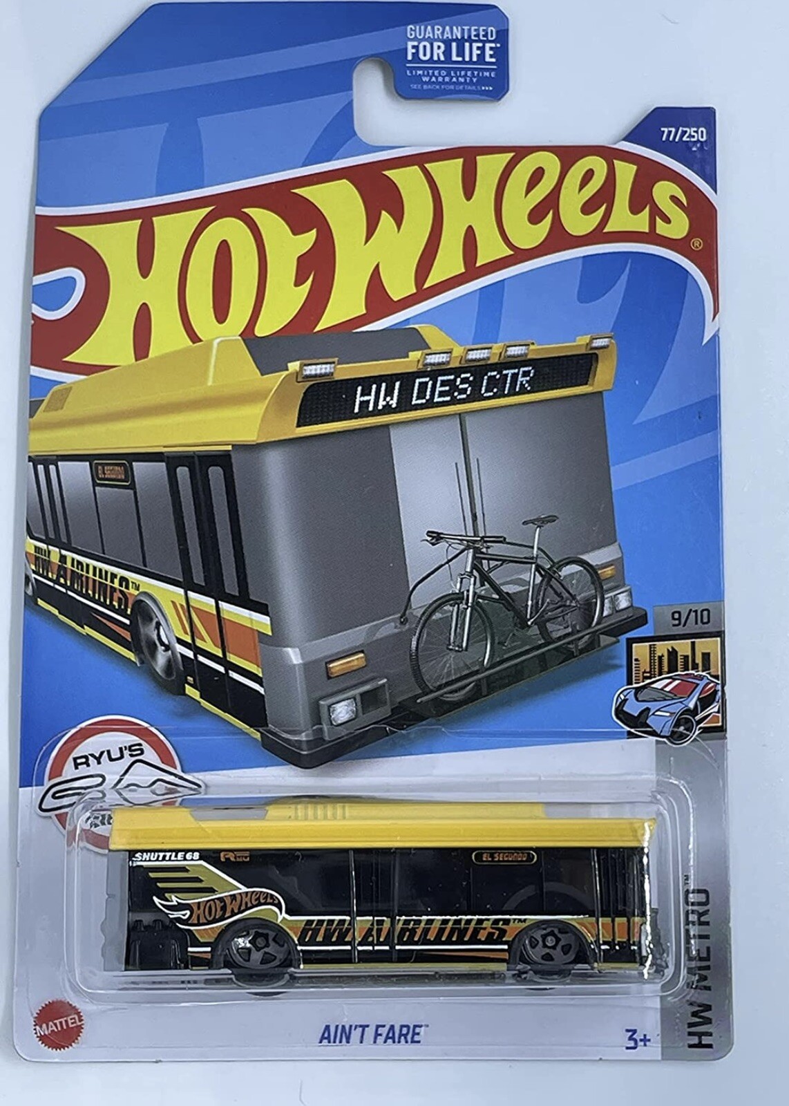 Hot Wheels Aint Fare Yellow 77/250 Hw Metro 9/10