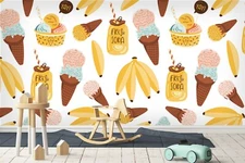 3D Ice Cream Seamless Wallpaper Wall Mural Removable Self-adhesive Sticker 397