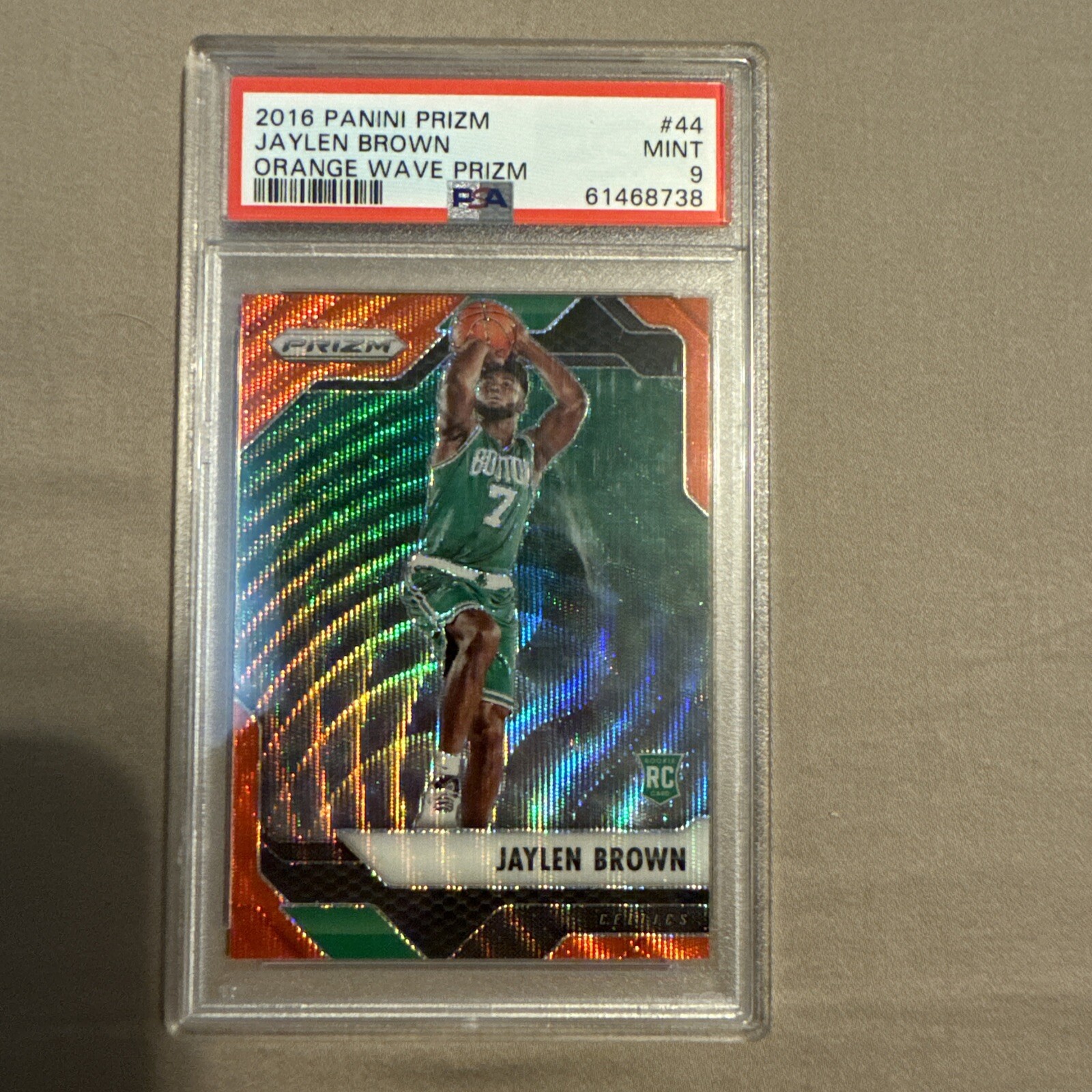 2016-17 Panini Prizm - Orange Wave Prizm #44 Jaylen Brown 11/25 (RC) PSA 9