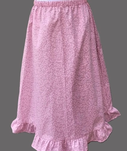 Mädchen langer Vollrock rosa floral mit Rüsche bescheiden Gr. 2 3 4 5 6 7 8 10 12 14 - Bild 1 von 3