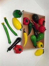 Vintage Murano Style Hand Blown Art Glass Fruit  Vegetables Lot Of 18