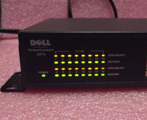 DELL Power Connect 2216 Ext 16 Port 10/100 Network Ethernet Switch w/ Bracket - Picture 2 of 5