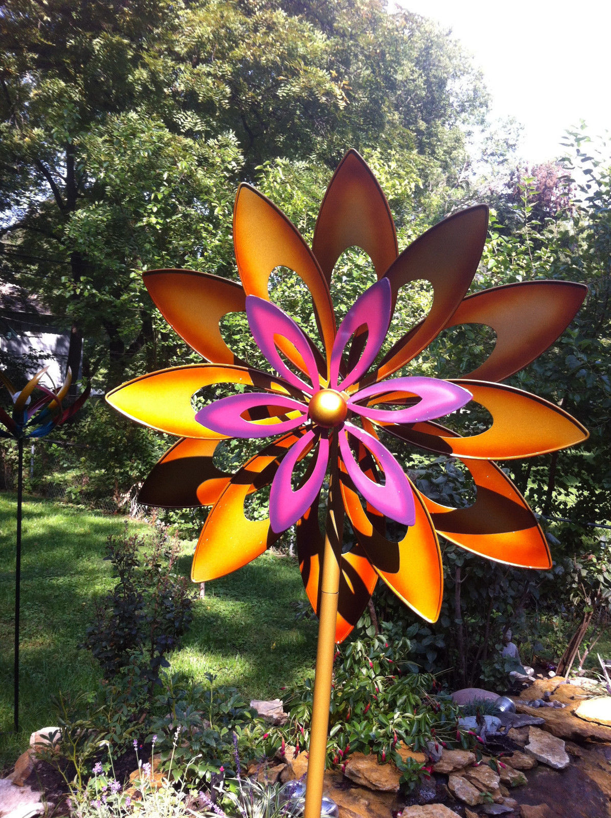 Large 2 Ft Kinetic Wind Sculpture Modern Art Dual Spinner Metal Res Content Global Inflow Inflowcomponent Technicalissues