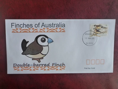AUSTRALIA 2018 FINCHES PRIVATE ILLUSTRATED FDC FIRST DAY COVER BARRED FINCH